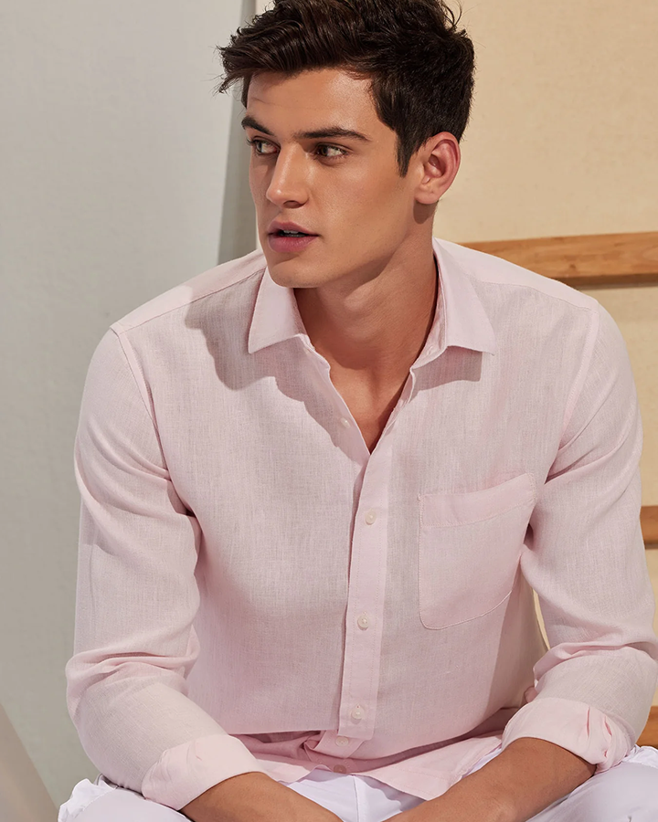 Premium Light Pink Colored Cotton Shirt