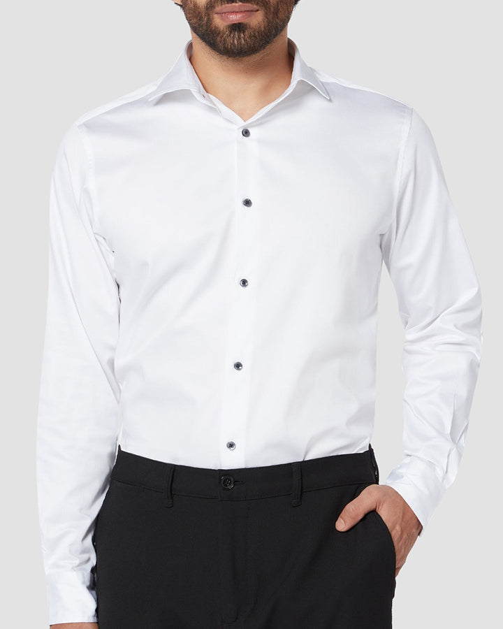 White Colored Cotton Full Sleeve Solid Shirt