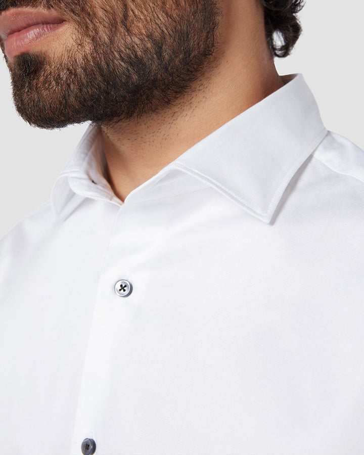 White Colored Cotton Full Sleeve Solid Shirt