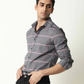 Grey Linen Checks Full Sleeves Shirt