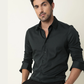 Dark Olive Colored Cotton Stretch Shirt