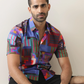 Multicolored Geometric Print Half Sleeve Shirt