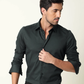 Dark Olive Colored Cotton Stretch Shirt