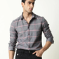 Grey Linen Checks Full Sleeves Shirt