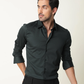 Dark Olive Colored Cotton Stretch Shirt