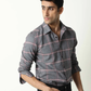 Grey Linen Checks Full Sleeves Shirt