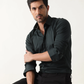 Dark Olive Colored Cotton Stretch Shirt