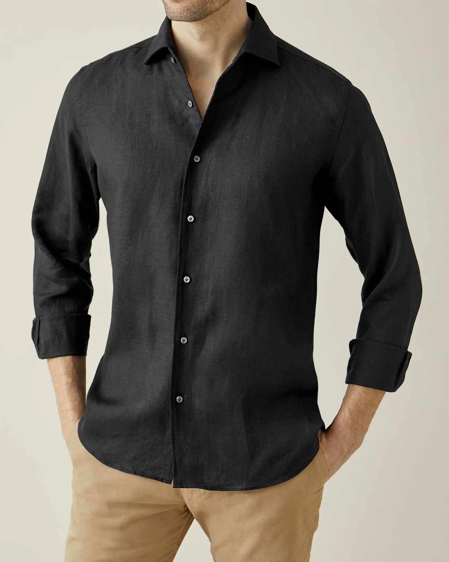 Flexile Black Colored Cotton Shirt
