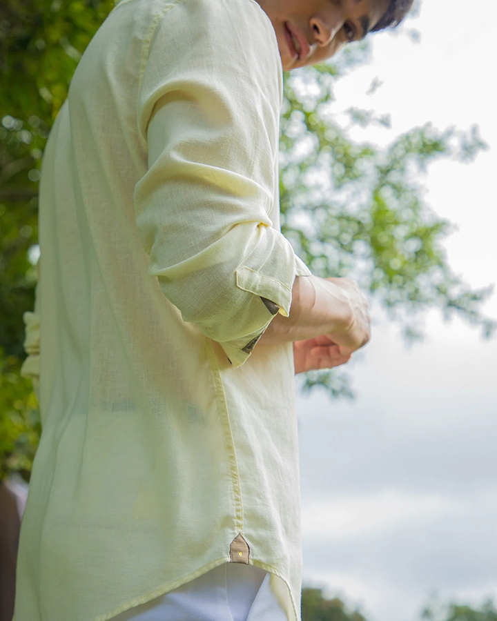 Light Yellow Colored Linen Shirt