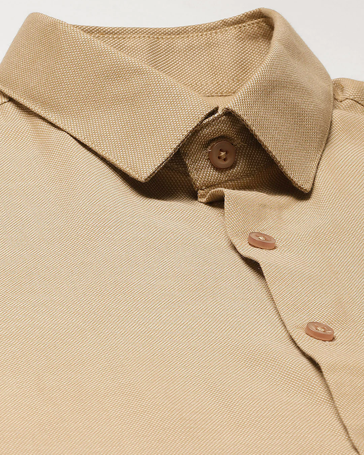 Classic Beige Colored Cotton Formal Shirt