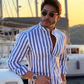 White And Blue Striped Shirt