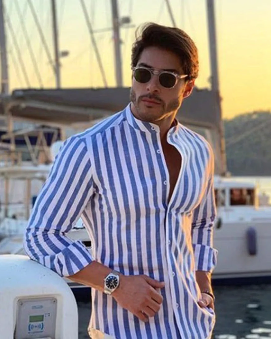 White And Blue Striped Shirt