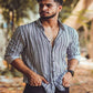 Light Blue Color Zigzag Printed Full Sleeve Shirt