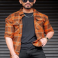 Rust color rayon checkered printed shirt