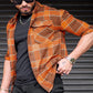 Rust colored rayon checkered printed shirt