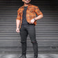 Rust colored rayon checkered printed shirt