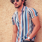 Multi Colored Striped Half Sleeve Shirt