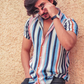 Multi Colored Striped Half Sleeve Shirt