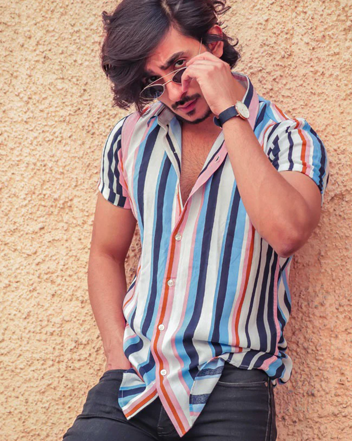 Multi Colored Striped Half Sleeve Shirt