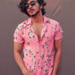 Pink Colored Floral Printed Half Sleeve Shirt