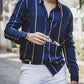 Navy Blue Colored Cotton Striped Shirt