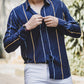 Navy Blue Colored Cotton Striped Shirt