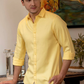 Latest Yellow Colored Linen Solid Shirt