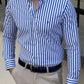 Formal Blue Colored Cotton Striped Shirt