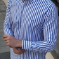 Formal Blue Colored Cotton Striped Shirt