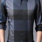 Navy Blue Colored Linen Checks Full Sleeve Shirt