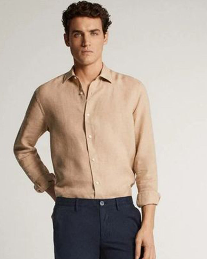 Men's Beige Colored Office Wear Shirt