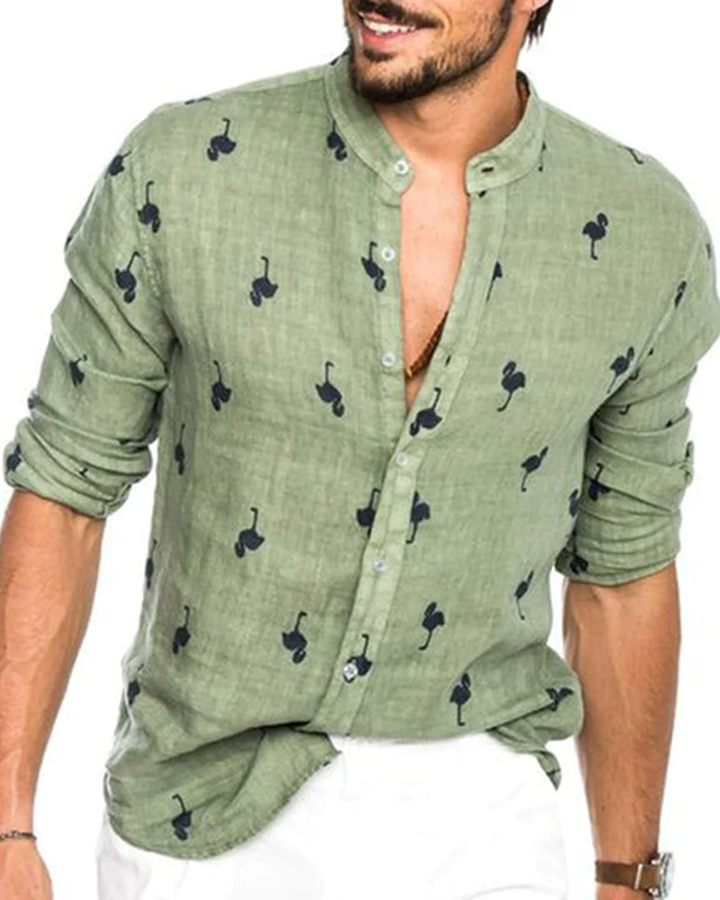 Green Color Designer Printed Shirt