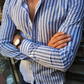 New Blue Striped Cotton Shirt