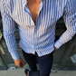 New Blue Striped Cotton Shirt