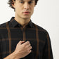 Men's Black Colored Cotton Checks Shirt