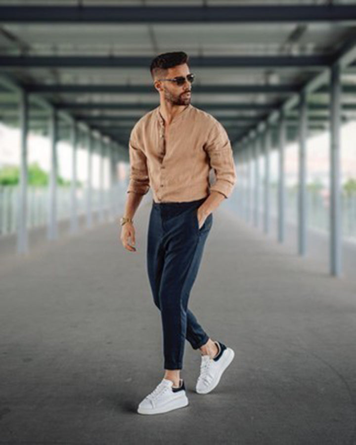 Formal Brown Colored Cotton Shirt