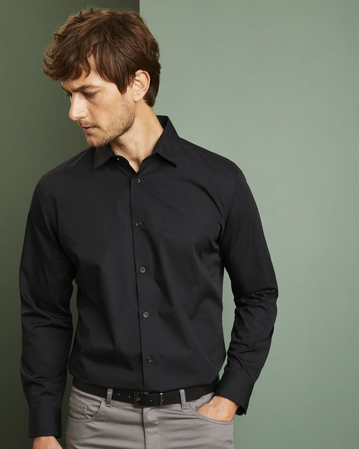 Mens Classic Fit Black Colored Cotton Shirt