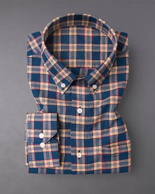 Blue Colored Rayon Checkered Full Sleeve Shirt