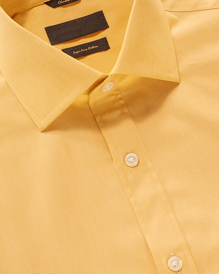 Mellow Yellow Colored Linen Solid Shirt