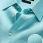 Turquoise Colored Solid Linen Shirt