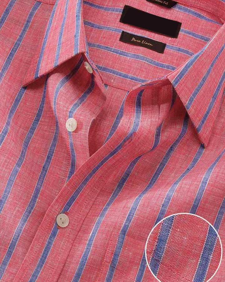 Classic Red Colored Cotton Striped Shirt