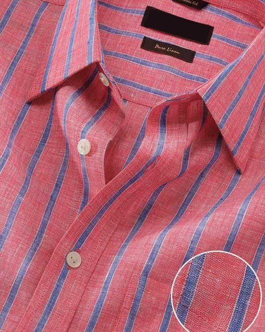 Classic Red Colored Cotton Striped Shirt