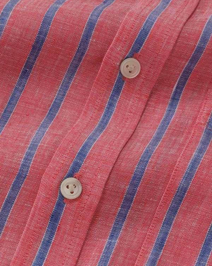 Classic Red Colored Cotton Striped Shirt